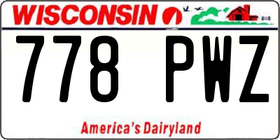 WI license plate 778PWZ