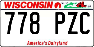 WI license plate 778PZC
