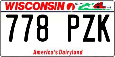 WI license plate 778PZK