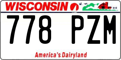 WI license plate 778PZM