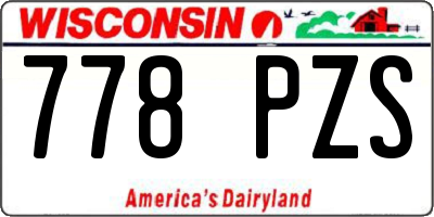 WI license plate 778PZS