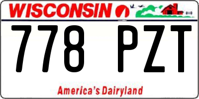 WI license plate 778PZT