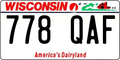 WI license plate 778QAF