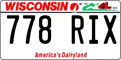 WI license plate 778RIX