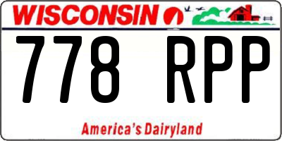 WI license plate 778RPP