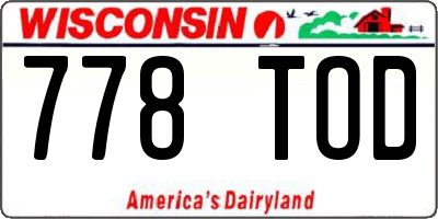 WI license plate 778TOD