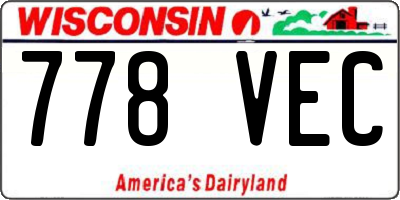 WI license plate 778VEC