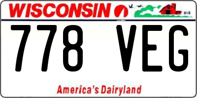 WI license plate 778VEG