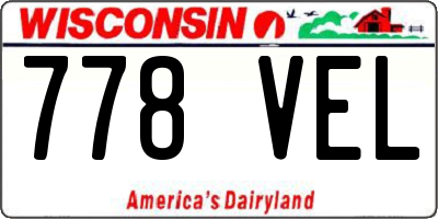 WI license plate 778VEL