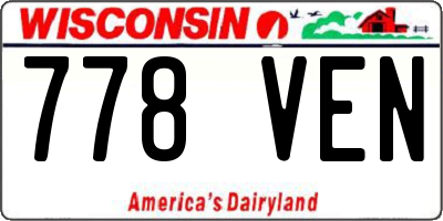 WI license plate 778VEN