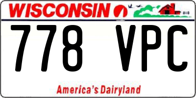 WI license plate 778VPC