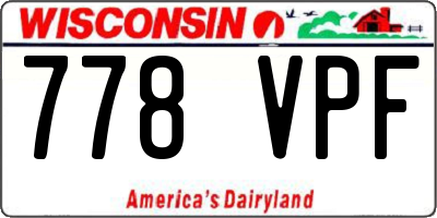 WI license plate 778VPF