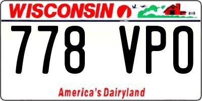WI license plate 778VPO
