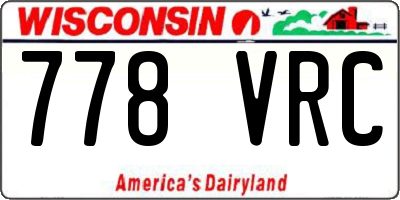 WI license plate 778VRC