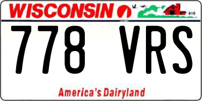WI license plate 778VRS