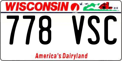 WI license plate 778VSC