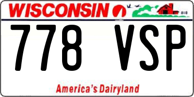 WI license plate 778VSP