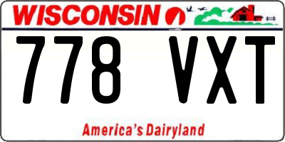 WI license plate 778VXT
