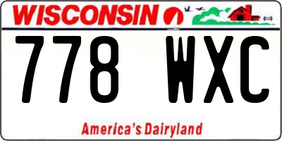WI license plate 778WXC