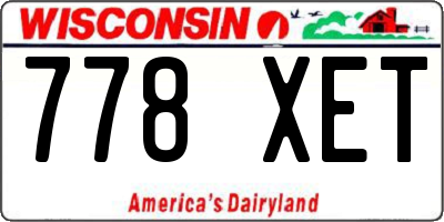 WI license plate 778XET