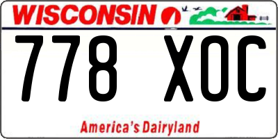 WI license plate 778XOC