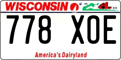 WI license plate 778XOE