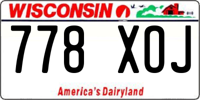 WI license plate 778XOJ