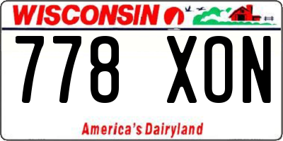 WI license plate 778XON