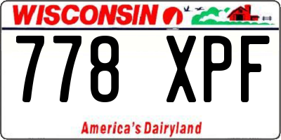 WI license plate 778XPF