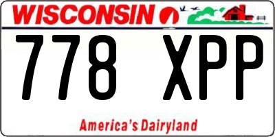 WI license plate 778XPP