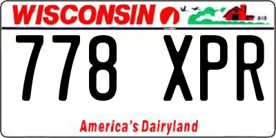 WI license plate 778XPR