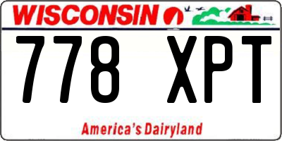 WI license plate 778XPT