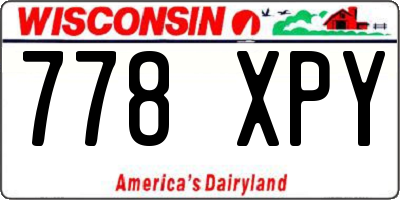 WI license plate 778XPY