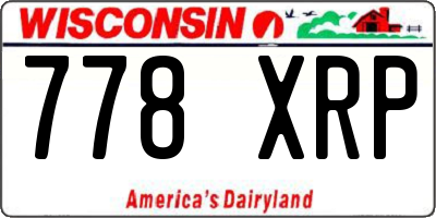 WI license plate 778XRP
