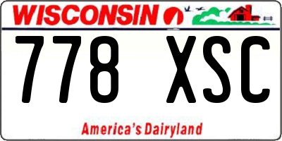WI license plate 778XSC