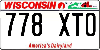 WI license plate 778XTO