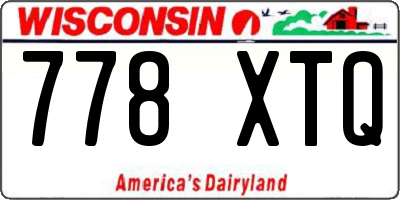 WI license plate 778XTQ