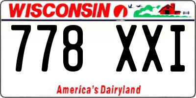 WI license plate 778XXI