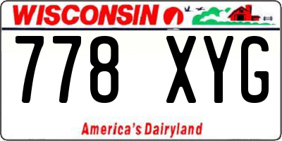 WI license plate 778XYG