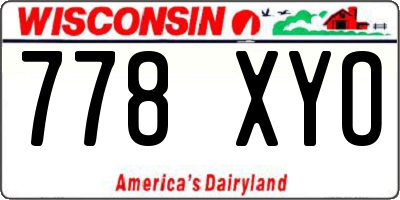 WI license plate 778XYO