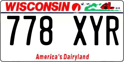 WI license plate 778XYR