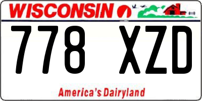 WI license plate 778XZD