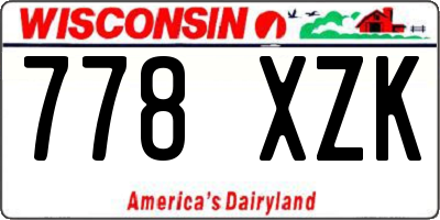 WI license plate 778XZK