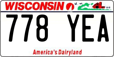 WI license plate 778YEA