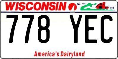 WI license plate 778YEC