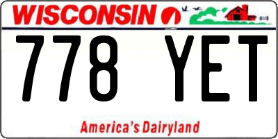 WI license plate 778YET