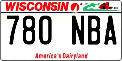 WI license plate 780NBA