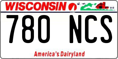 WI license plate 780NCS