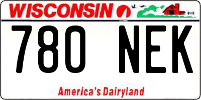 WI license plate 780NEK