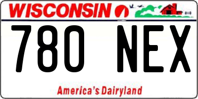 WI license plate 780NEX